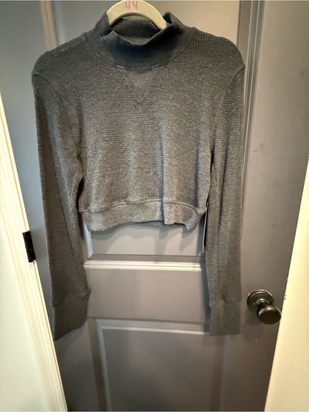 Mono B Charcoal Cropped Mock Neck Sweater